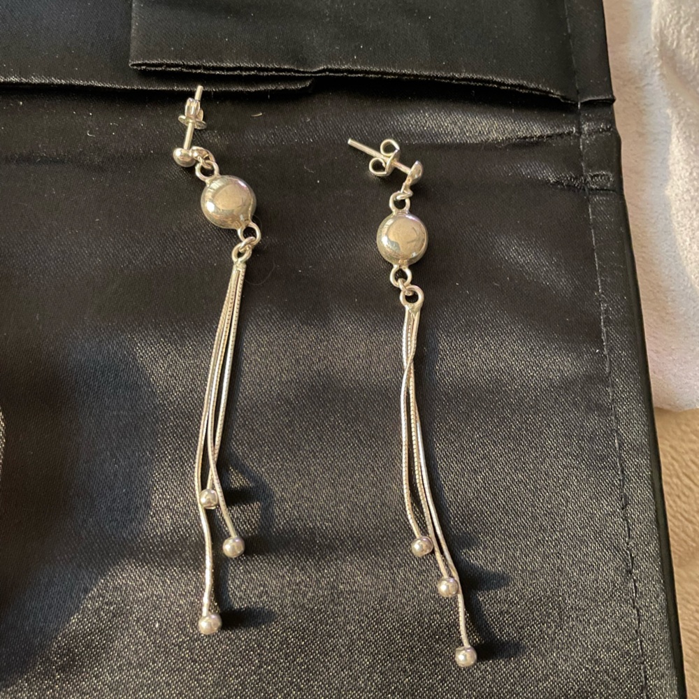 Sterling silver 925 drop earrings with ball accents